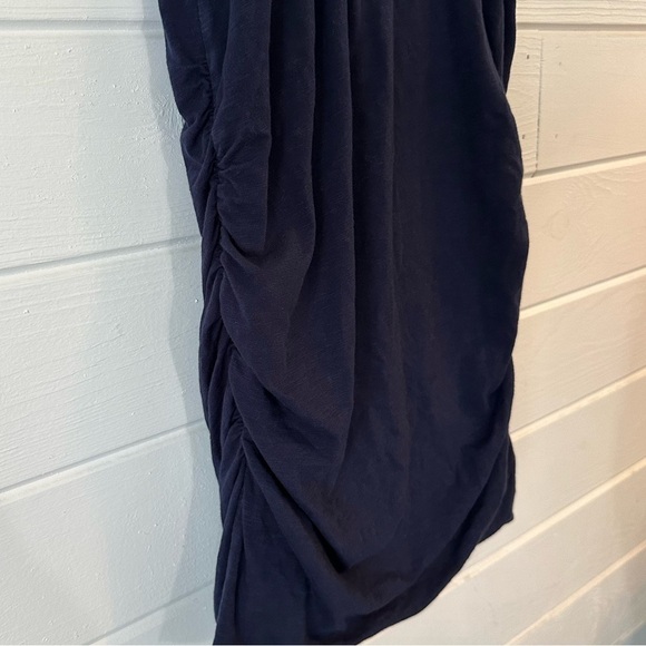 Sundry Anthropologie Ruched Racerback Navy Blue Tank Cotton Mini Dress Sz 3 (L) - Picture 7 of 11